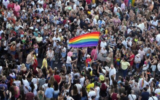 מצעד הגאווה במדריד, ספרד, 9 ביולי 2022 (צילום: AP Photo/Paul White)