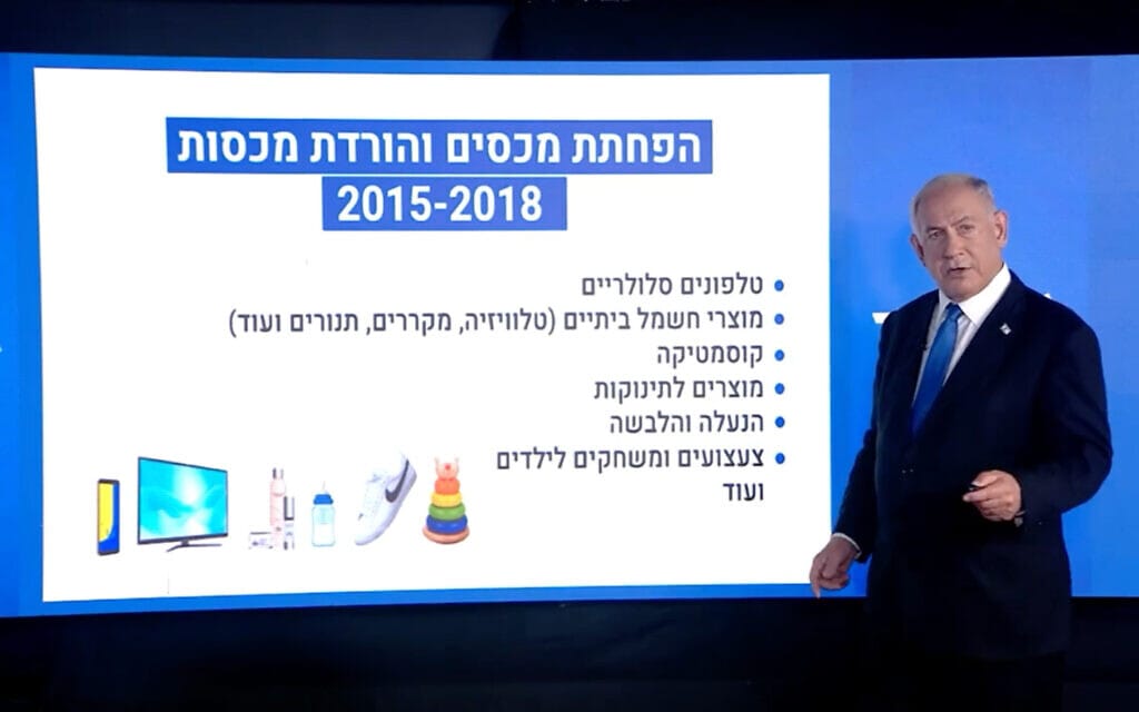 נתניהו מציג את תוכניתו הכלכלית, 3 באוגוסט 2022 (צילום: צילום מסך)