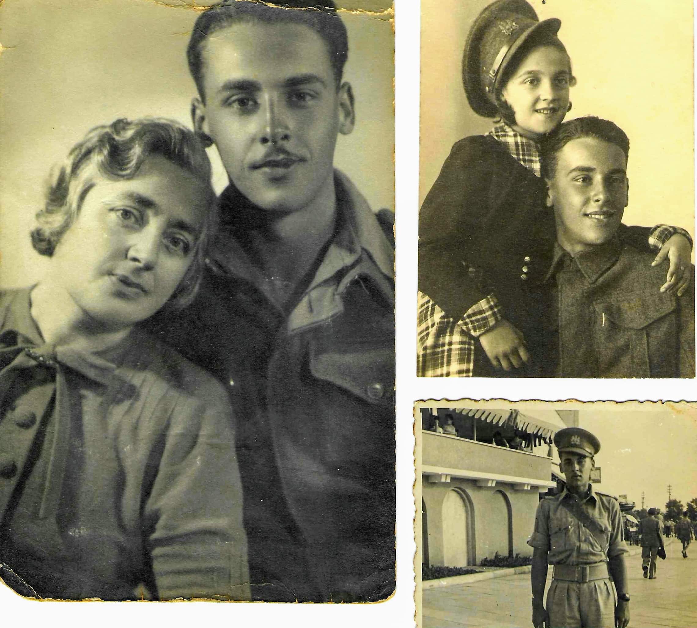 (Clockwise), father Azaria with his mother Yochaved, father with his sister Leah (Lilik), and father in the uniform of the British Army in Egypt (photo: courtesy of the family)