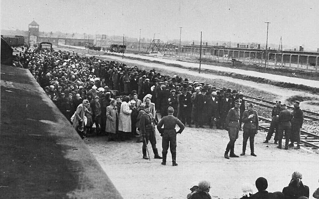 יהודים הונגרים מגיעים לאשוויץ ב־1944 (צילום: רשות הציבור)