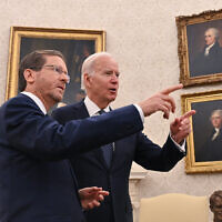 הנשיא יצחק הרצוג בפגישה עם נשיא ארה"ב ג'ו ביידן בבית הלבן בוושינגטון, 26 באוקטובר 2022