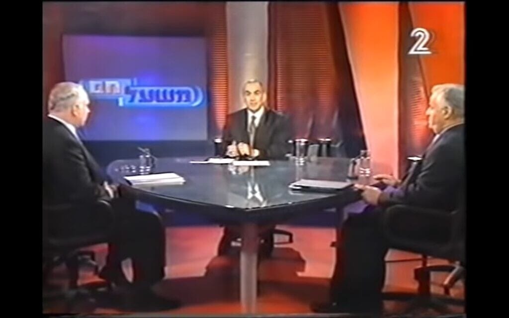 העימות בין בנימין נתניהו לאיציק מרדכי, צילום מסך מערוץ 2, 1996