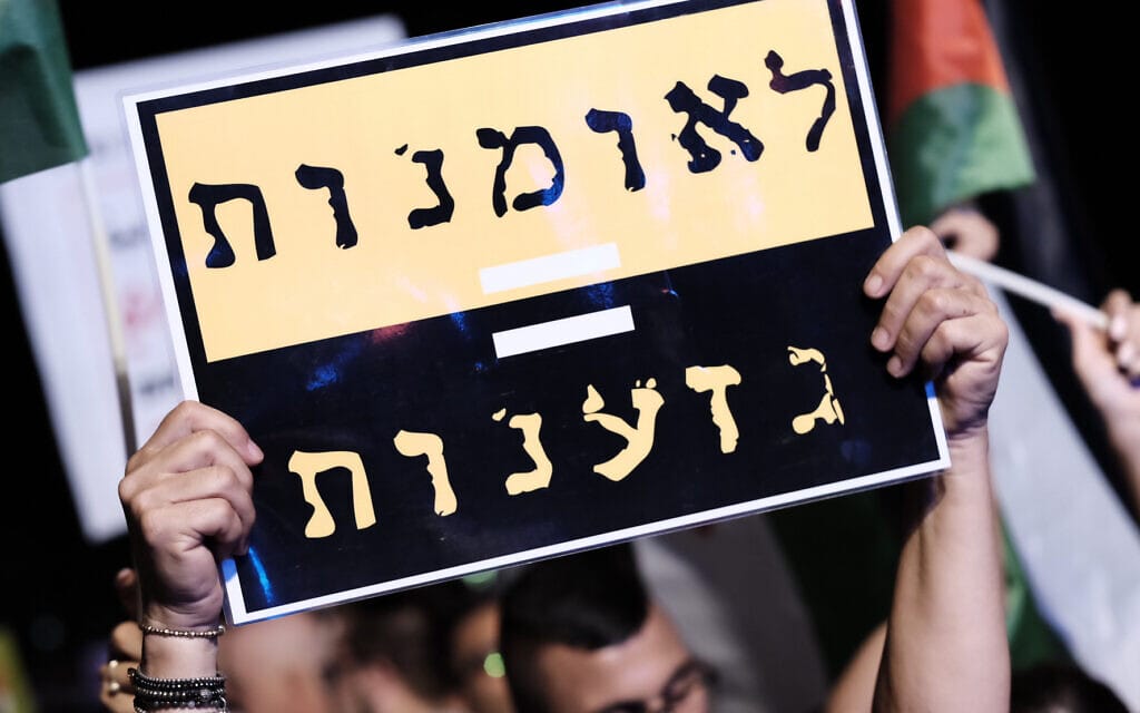 הפגנה נגד חוק הלאום, תל אביב, 11 באוגוסט 2018 (צילום: Tomer Neuberg/Flash90)