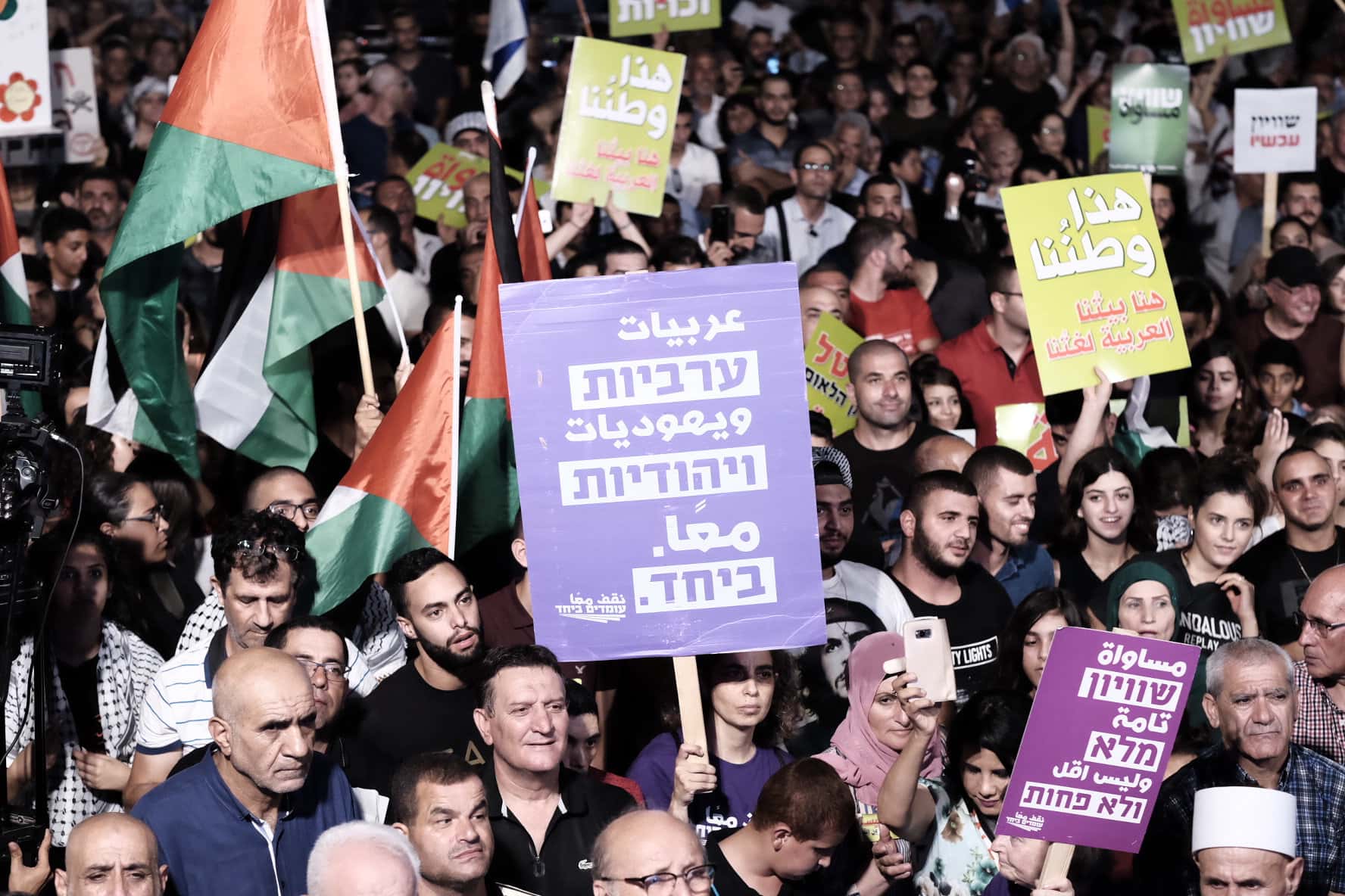הפגנה נגד חוק הלאום, תל אביב, 11 באוגוסט 2018 (צילום: Tomer Neuberg/Flash90)