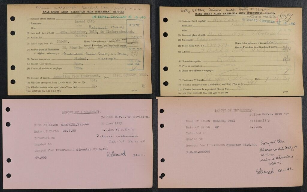 מסמכים של משרד הפנים הבריטי בנושא מעצר קרובי המשפחה של משפחתה של איימי ספירו (צילום: © Crown Copyright Images reproduced by courtesy of The National Archives, London, England)