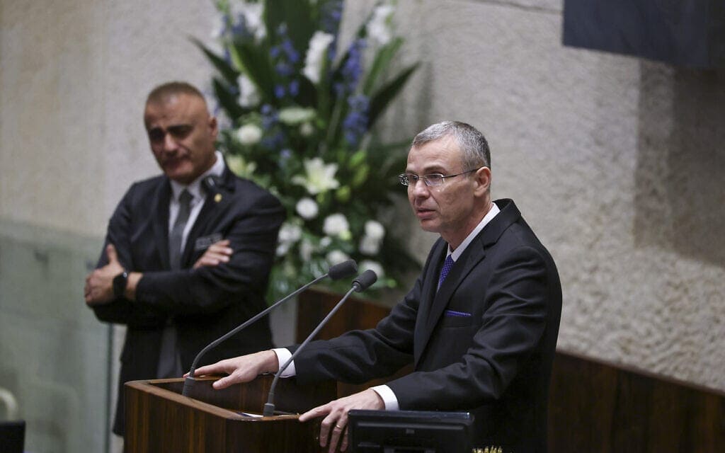 שר המשפטים יריב לוין בהשבעת הממשלה ה-37, 29 בדצמבר 2022 (צילום: נועם מושקוביץ, דוברות הכנסת)