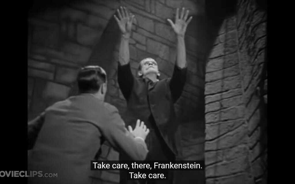 פרנקנשטיין, צילום מסך מתוך הסרט
