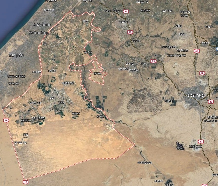 מפת המועצה האזורית אשכול (צילום: גוגל מפות, צילום מסך)