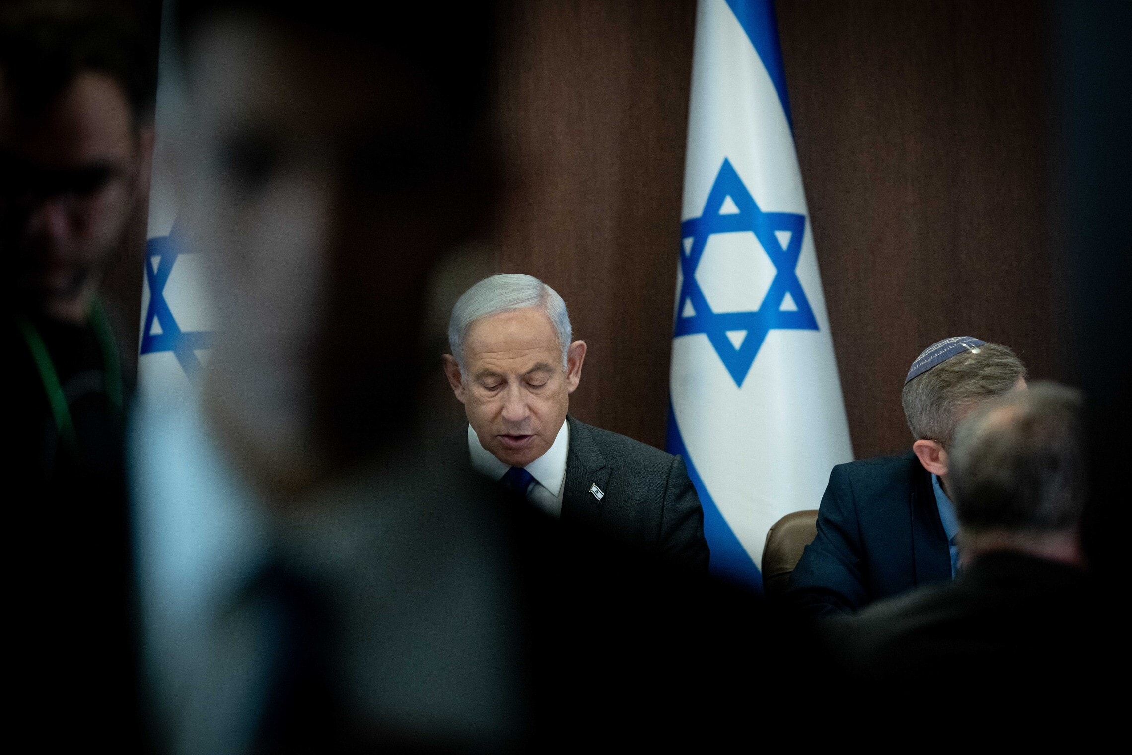 ראש הממשלה בנימין נתניהו בישיבת הממשלה השבועית בירושלים, 29 בינואר 2023 (צילום: Yonatan Sindel/Flash90)