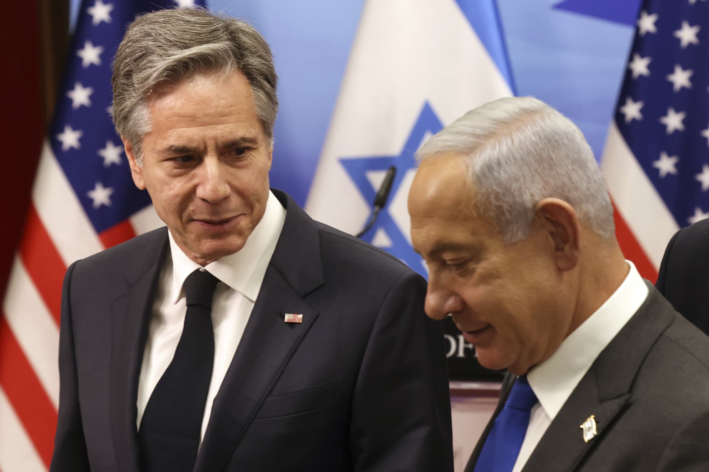 ראש הממשלה בנימין נתניהו ושר החוץ האמריקאי אנתוני בלינקן בירושלים, 30 בינואר 2023 (צילום: Ronaldo Schemidt/Pool via AP)
