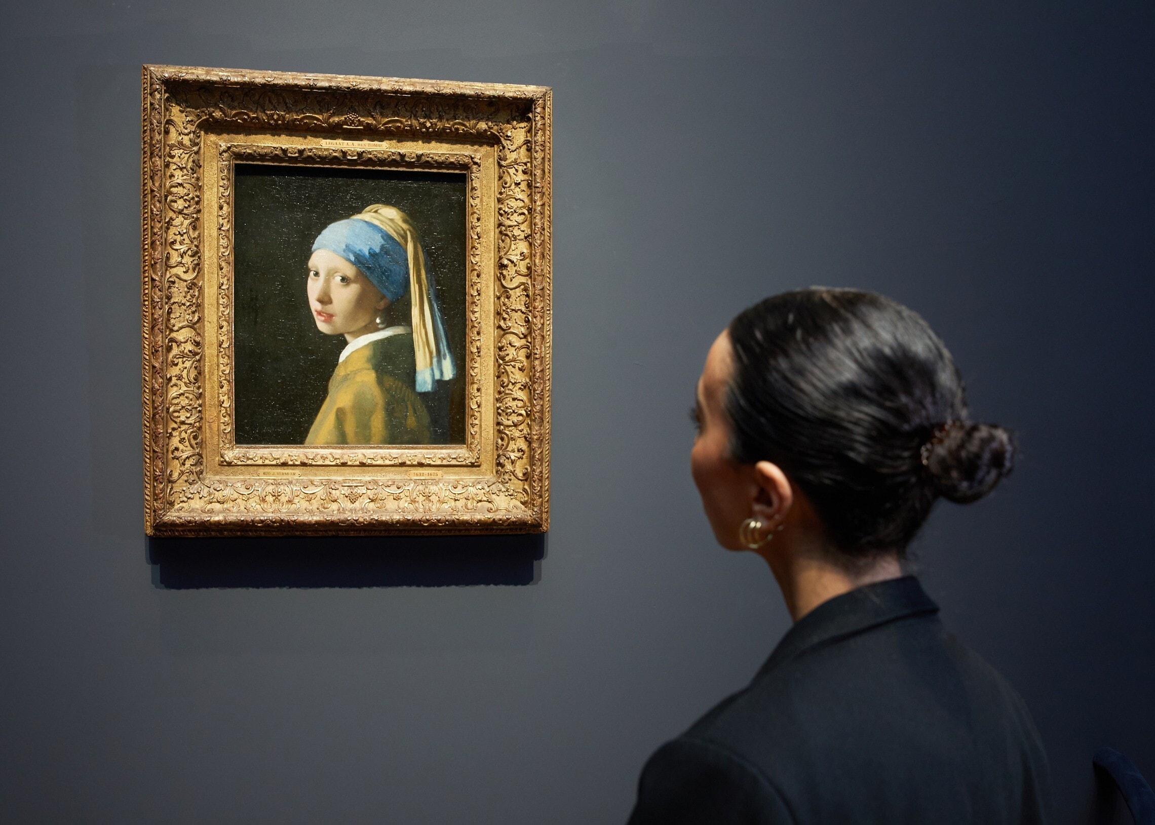 אישה צופה ב&quot;נערה עם עגיל פנינה&quot; במוזיאון הרייקס (צילום: Rijksmuseum/ Henk Wildschut)