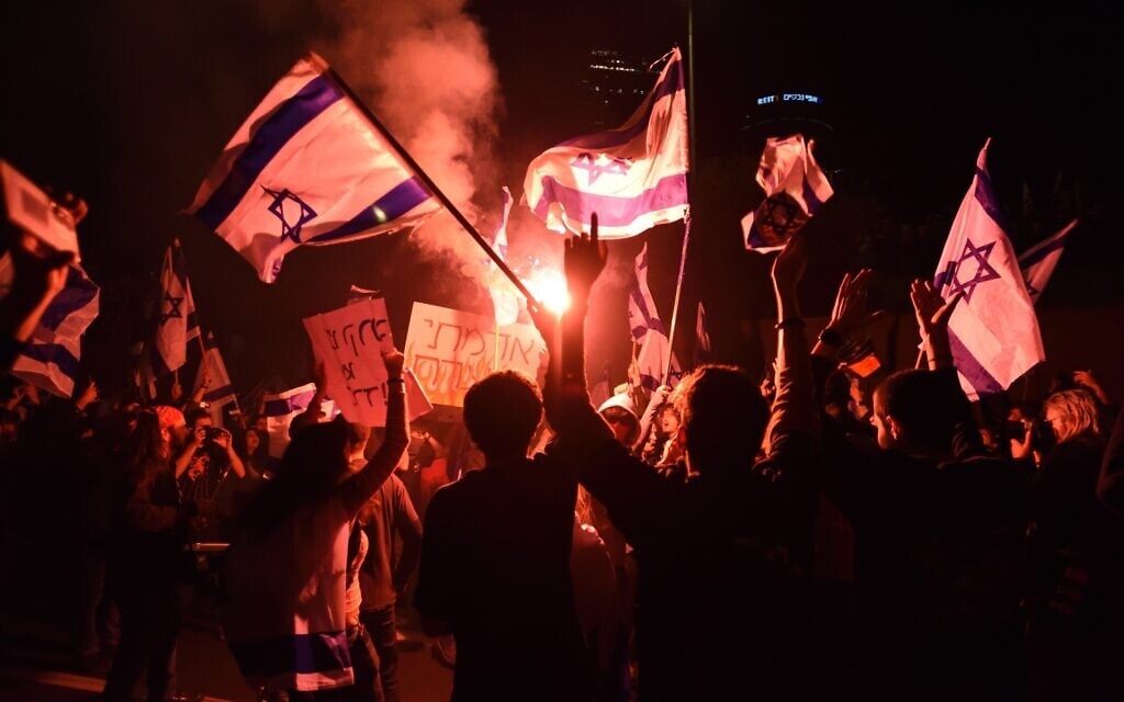 מחאה נגד ההפיכה המשפטית בתל אביב, 4 במרץ 2023 (צילום: Gili Yaari /Flash90)