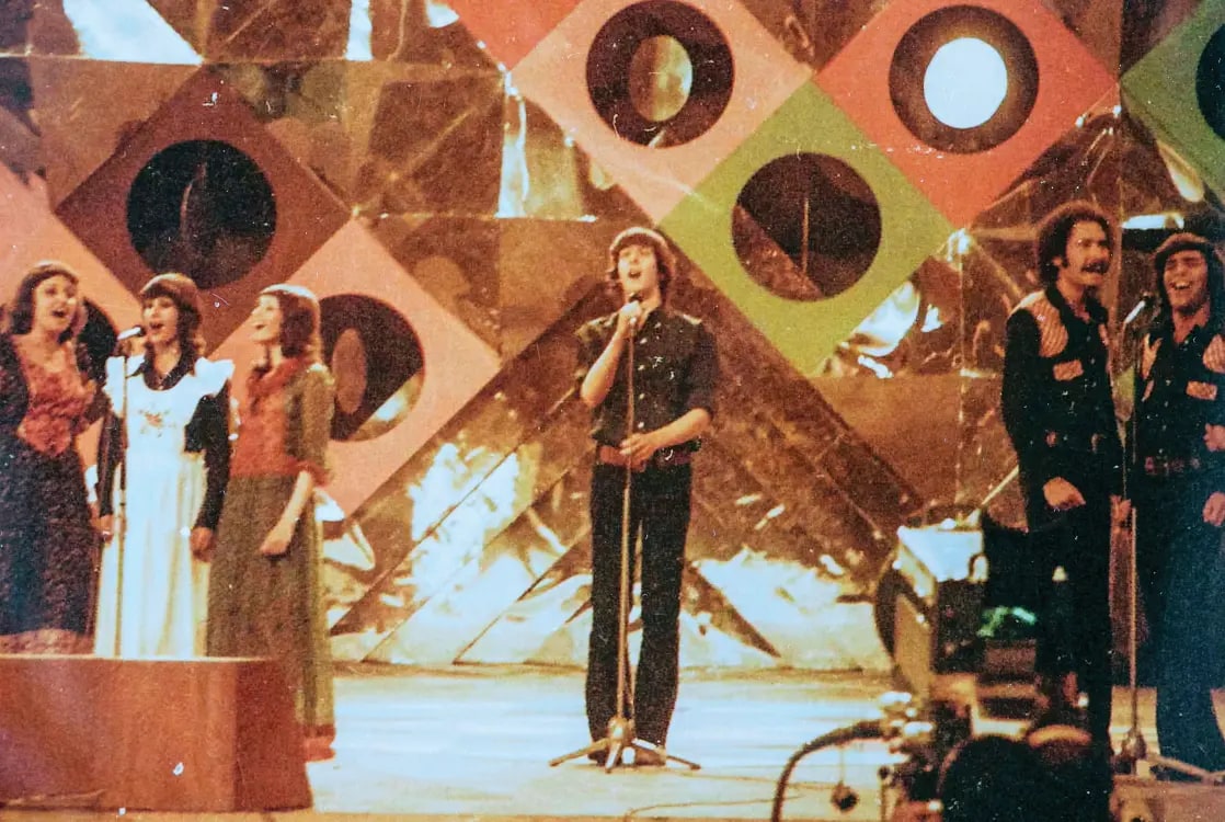 גידי גוב מופיע עם השיר &quot;יעלה ויבוא&quot; בפסטיבל הזמר והפזמון לשנת תשל&quot;ג, 7 במאי 1973 (צילום: אמיתי לבון)