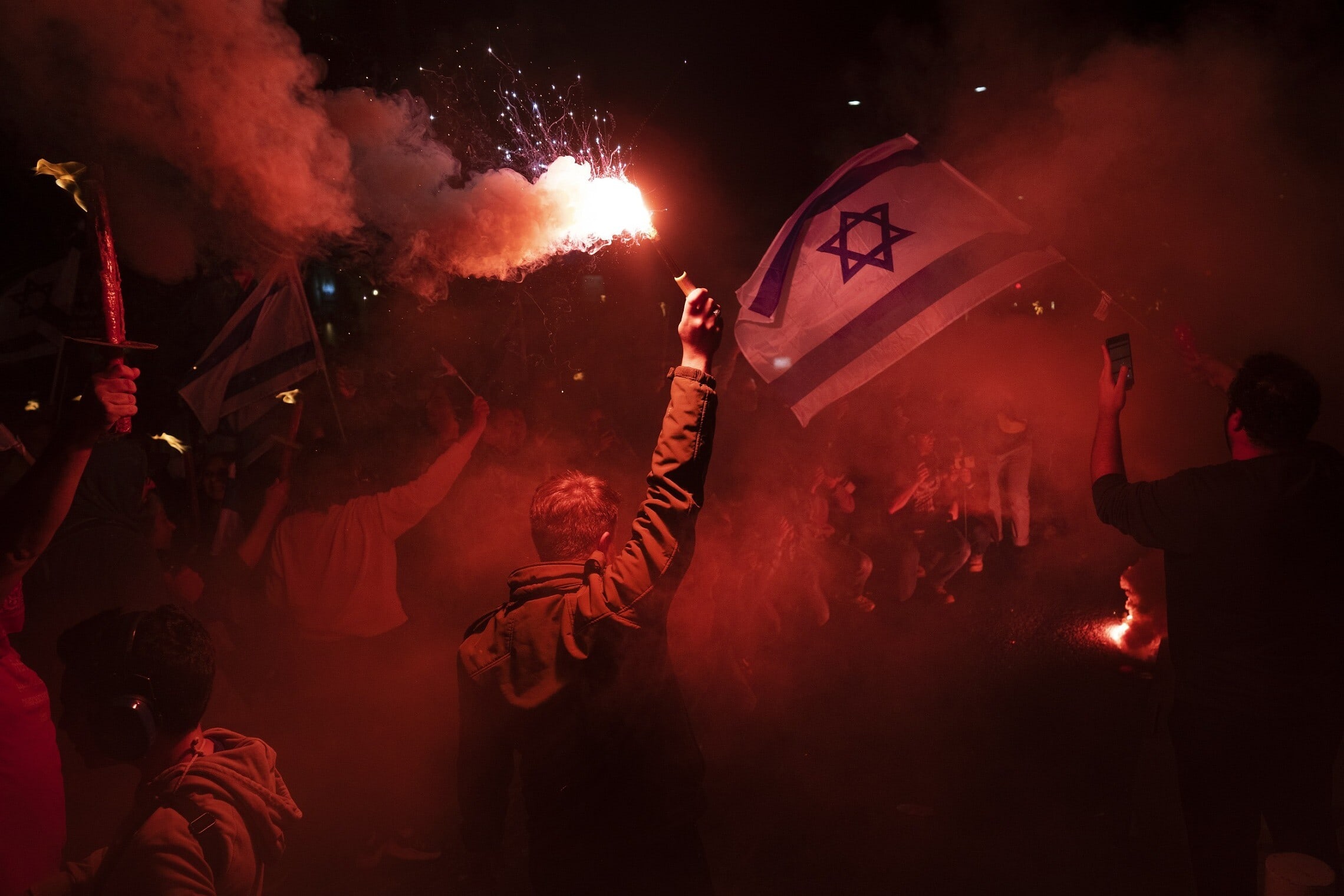 מחאה נגד המהפכה המשפטית בתל אביב, 9 במרץ 2023 (צילום: AP Photo/Oded Balilty)