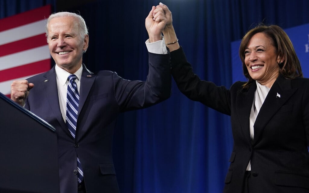 נשיא ארה&quot;ב ג&#039;ו ביידן וסגניתו קמאלה האריס בכנס המפלגה הדמוקרטית, 3 בפברואר 2023 (צילום: AP Photo/Patrick Semansky)