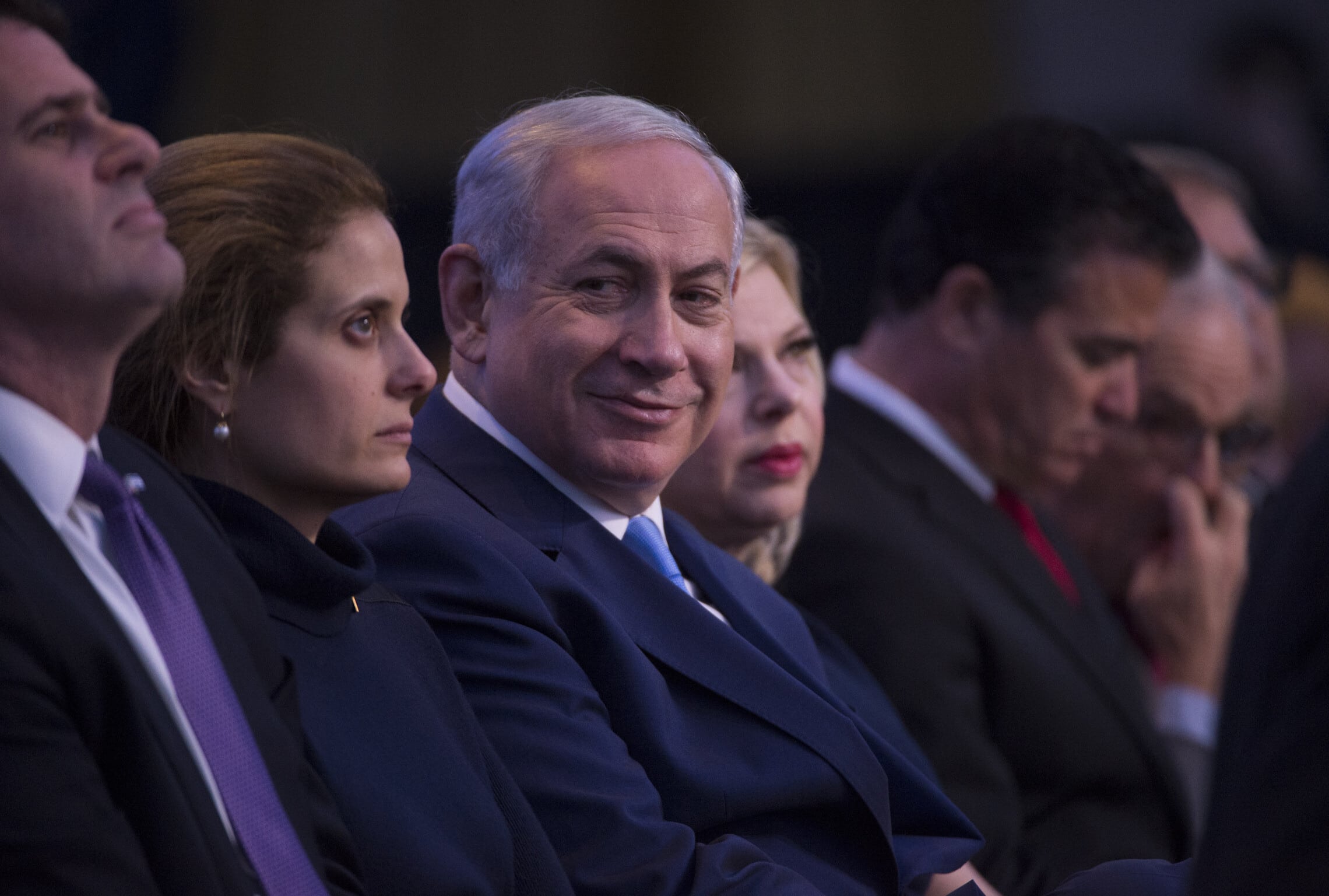 ראש הממשלה בנימין נתניהו בכנס הפדרציות היהודיות בוושינגטון, 10 בנובמבר 2015 (צילום: AP Photo/Molly Riley)