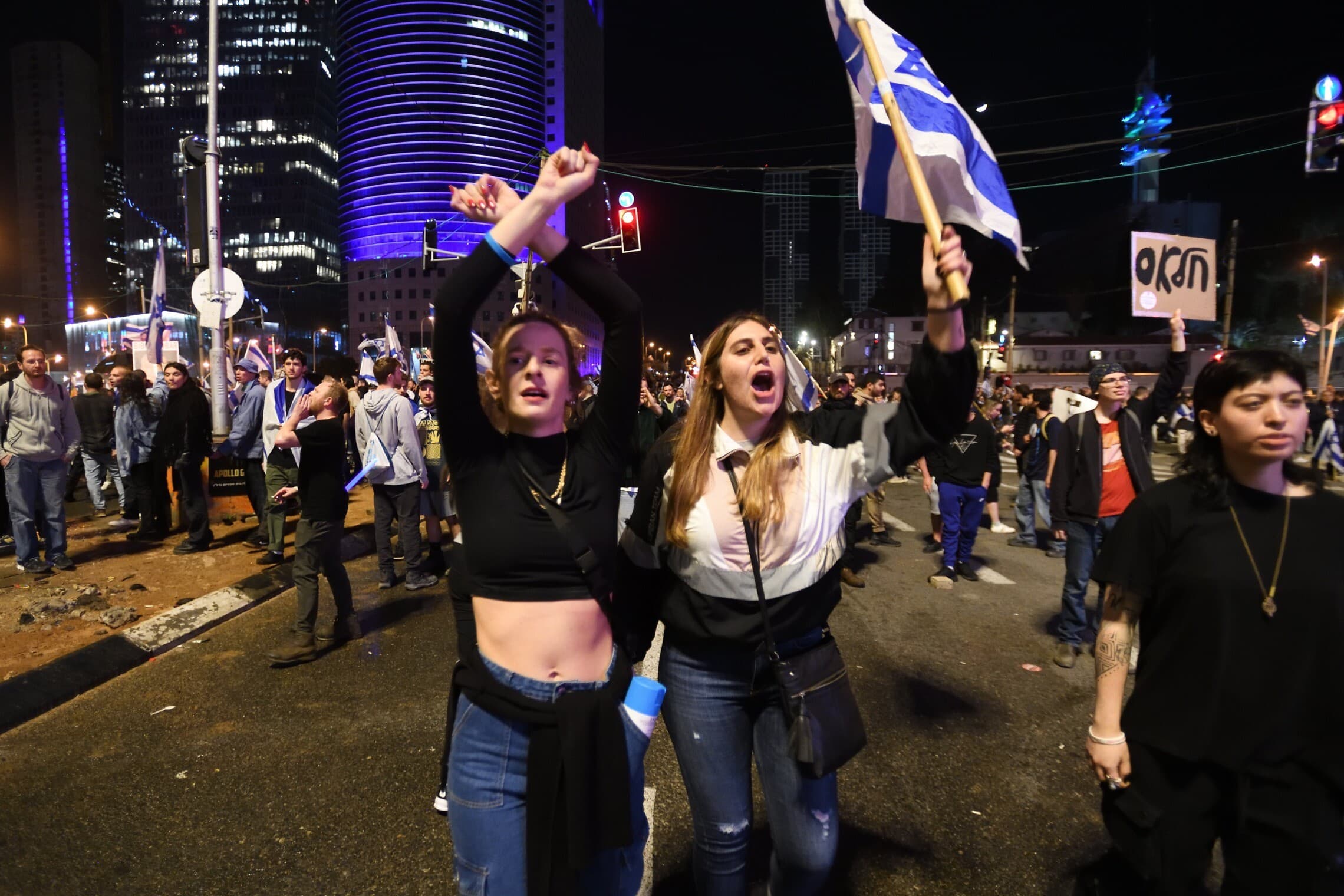 מפגינות נגד המהפכה המשפטית בתל אביב, 27 במרץ 2023 (צילום: Gili Yaari /Flash90)