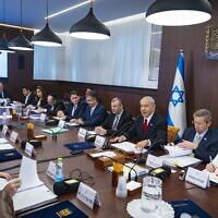 ישיבת הממשלה השבועית במשרד ראש הממשלה בירושלים, 2 באפריל 2023 (צילום: אוליבייה פיטוסי [Pool])