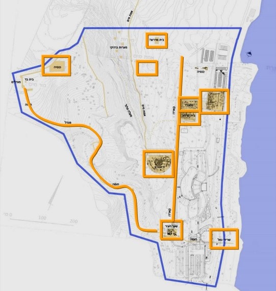 מפה של הגן הארכיאולוגי בטבריה (צילום: רשות העתיקות)