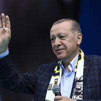 נשיא טורקיה רג'פ טאיפ ארדואן בעצרת בחירות באנקרה, 30 באפריל 2023