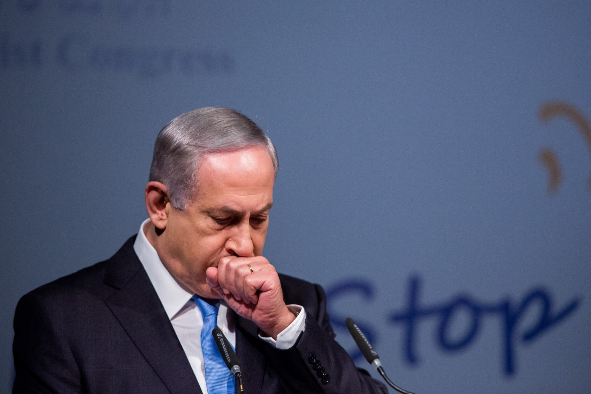 .ראש הממשלה בנימין נתניהו נואם בקונגרס הציוני היהודי העולמי ה־37 בירושלים, 20 באוקטובר 2015 (צילום: יונתן זינדל, פלאש90)