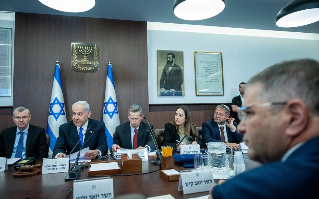 ישיבת הממשלה השבועית במשרד ראש הממשלה בירושלים, 28 במאי 2023 (צילום: יונתן זינדל, פלאש 90)