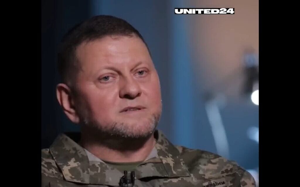 רמטכ"ל הצבא האוקראיני ולרי זלוז'ני, צילום מסך מראיון ב-UNITED24