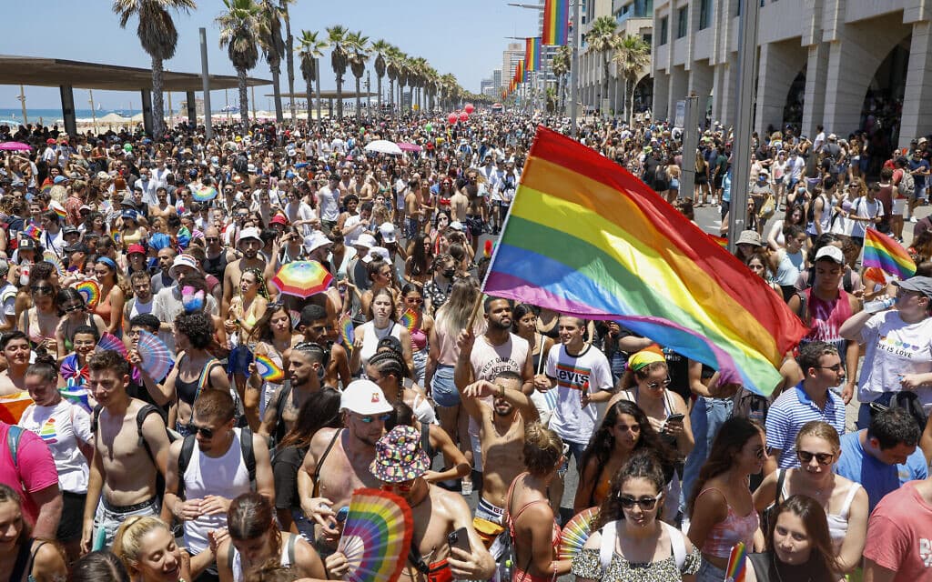 מצעד הגאווה בטיילת בתל אביב ביוני 2021 (צילום: AP Photo/Ariel Schalit)