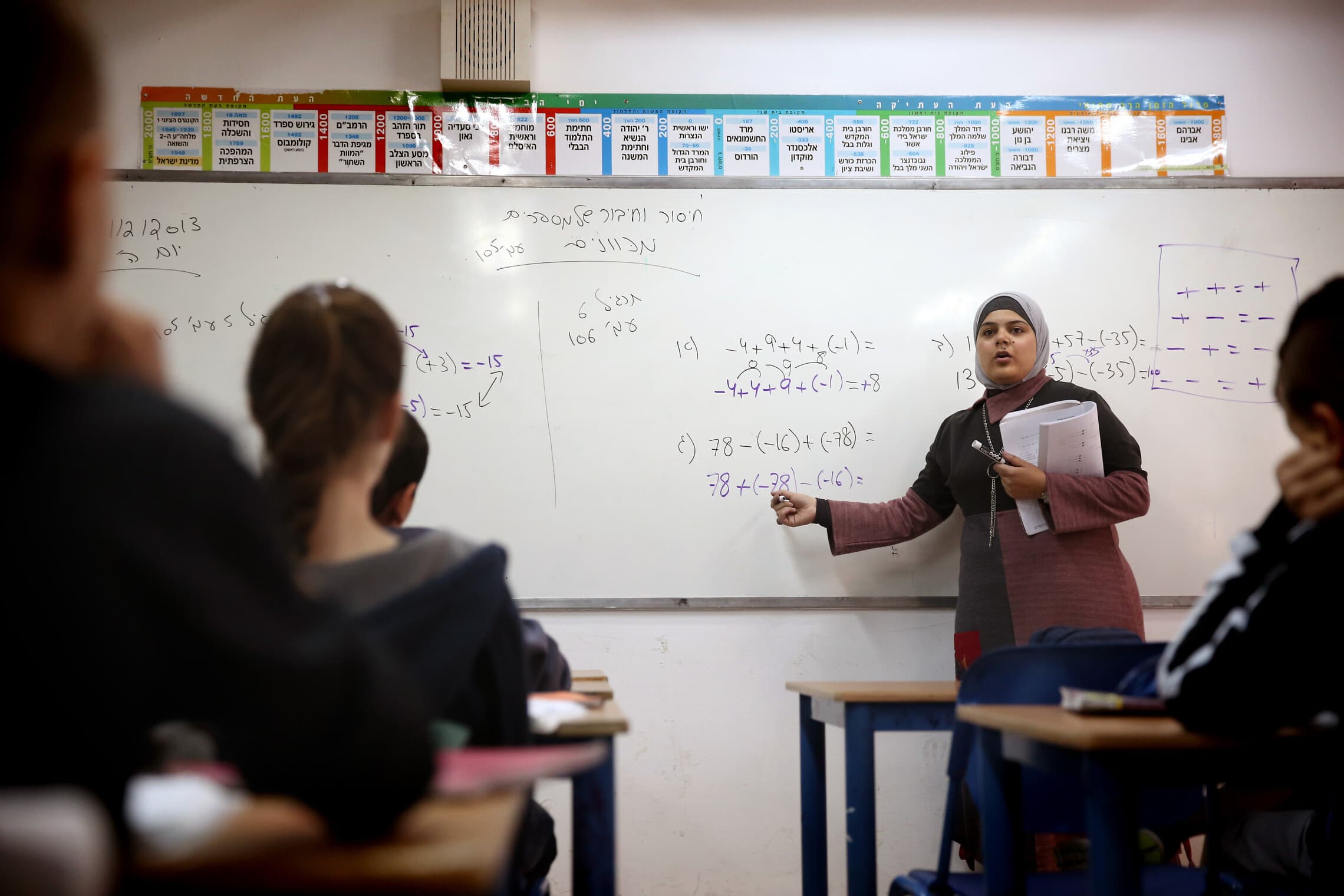 ארכיון: מורה ערבייה המלמדת בחטיבת הביניים גוונים בקדימה צורן, 26 בדצמבר 2013 (צילום: Hadas Parush/Flash 90)