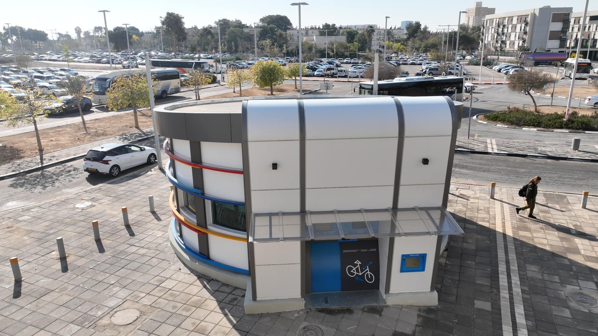 מתקן לאחסון אופניים בתחנת באר שבע (צילום: רכבת ישראל)