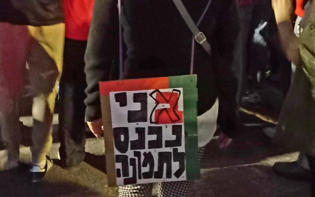 שלט בהפגנה בקפלן (צילום: כרמלה כהן שלומי)