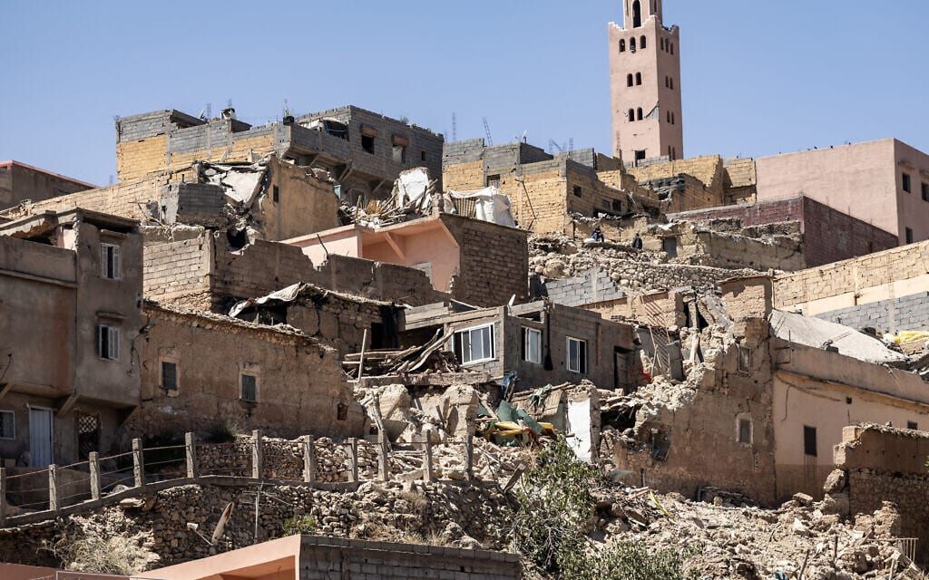 מבנים בפרובינציית אלחוז שניזוקו ברעידת האדמה שפקדה את מחוז מרקש-אספי שבמרוקו, 9 בספטמבר 2023 (צילום: FADEL SENNA / AFP)