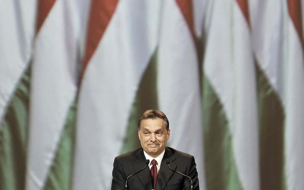 ויקטור אורבן בבחירות לראשות ממשלת הונגריה ב-2010 (צילום: AP Photo/Bela Szandelszky)