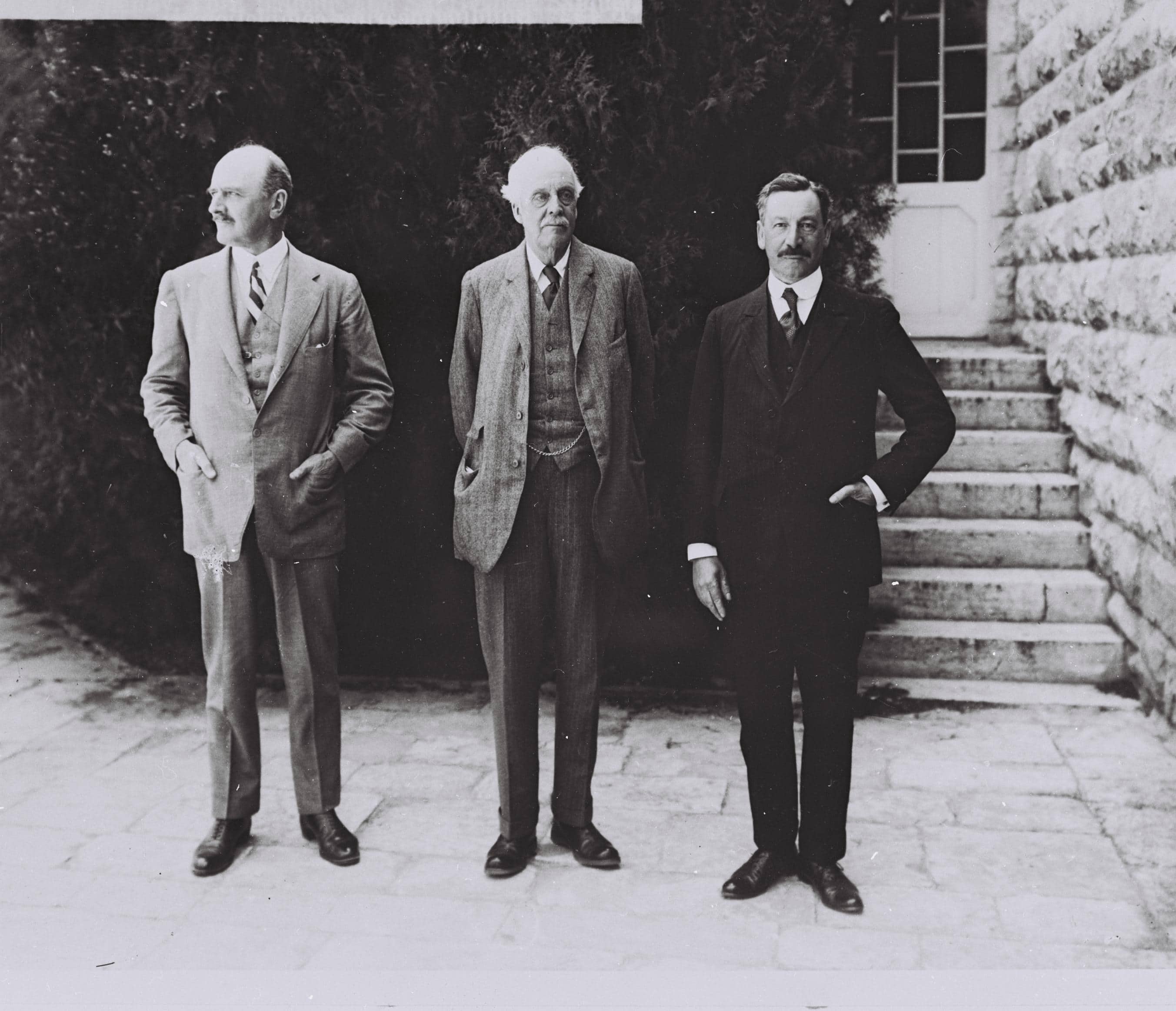 סר הרברט סמואל והלורדים אדמונד אלנבי וארתור בלפור באוניברסיטה העברית, 1925 (צילום: ספריית הקונגרס)