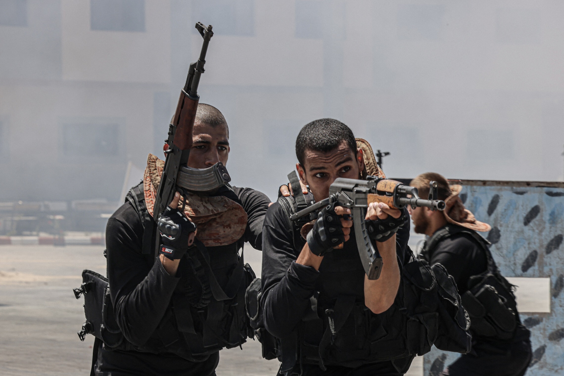 אימון של מחבלי חמאס בעזה, 2 באוגוסט 2023 (צילום: SAID KHATIB / AFP)