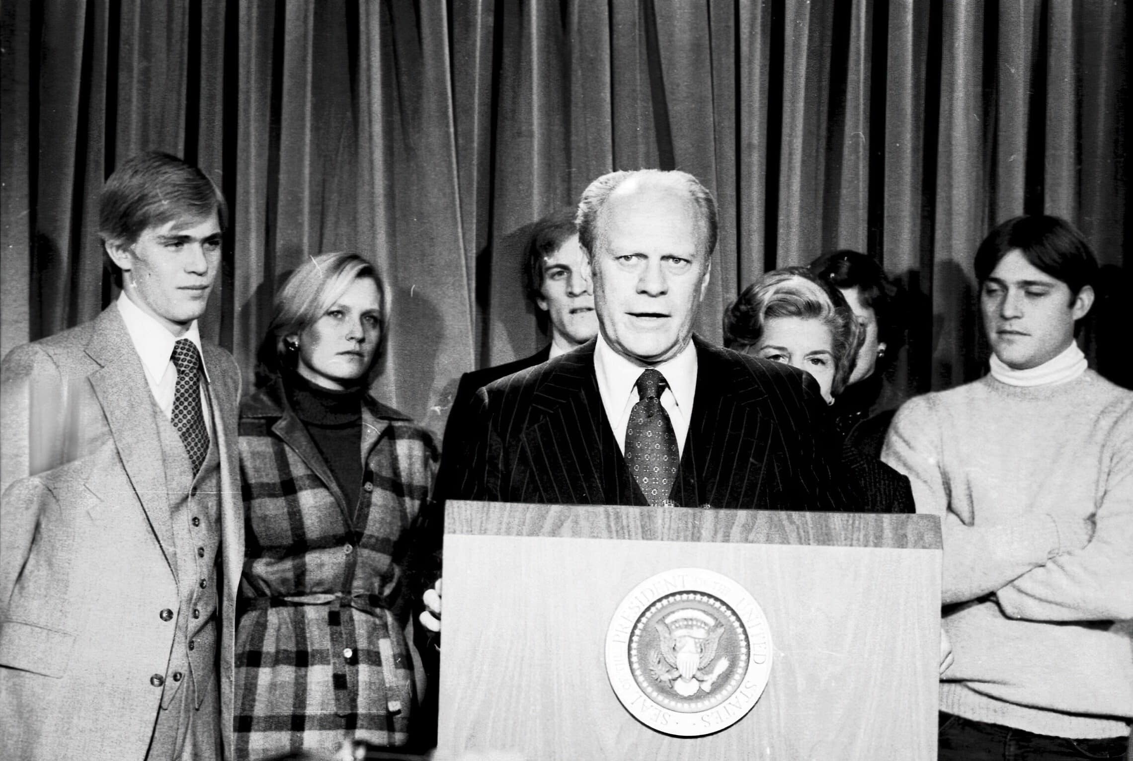 נשיא ארה&quot;ב ג&#039;רלד פורד בבית הלבן, 3 בנובמבר 1976 (צילום: AP Photo)
