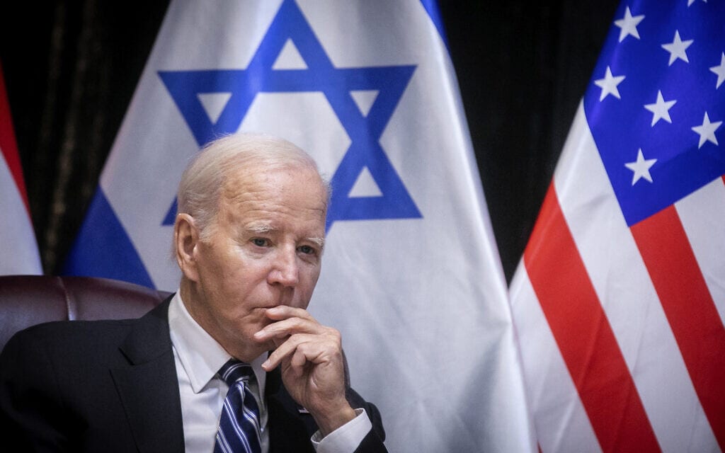 נשיא ארצות הברית ג'ו ביידן בישראל, 18 באוקטובר2023 (צילום: מרים אלסטר/פלאש90)