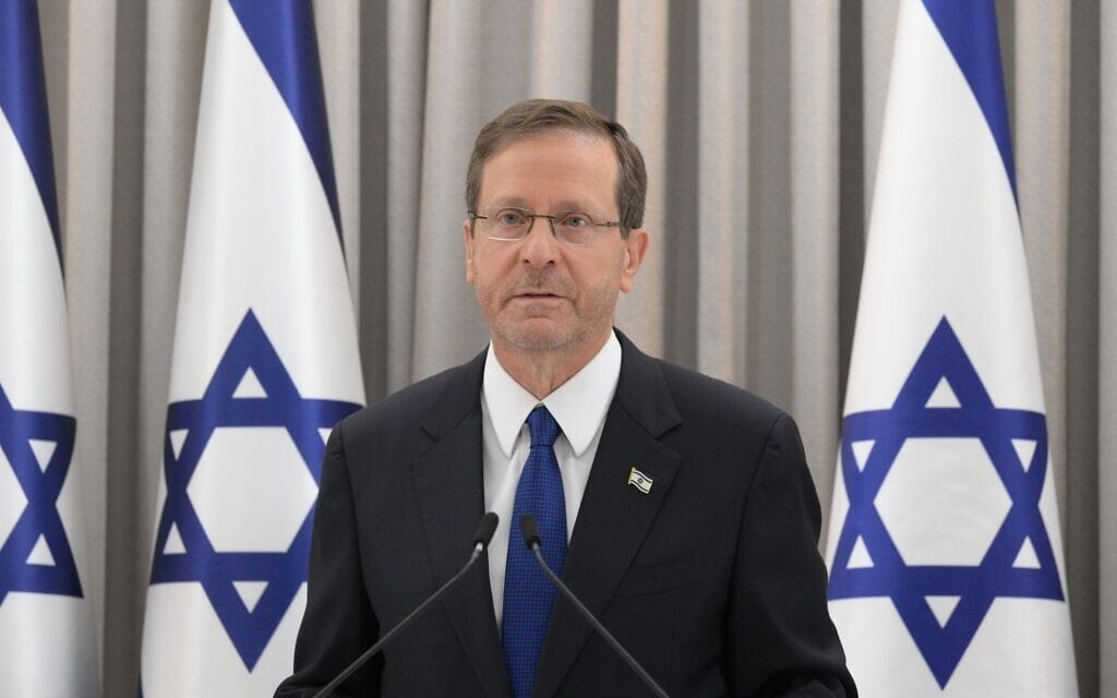 הנשיא יצחק הרצוג, 8 באוקטובר 2023 (צילום: עמוס בן גרשום/ לע"מ) הנשיא יצחק הרצוג, 8 באוקטובר 2023 (צילום: עמוס בן גרשום/ לע"מ)