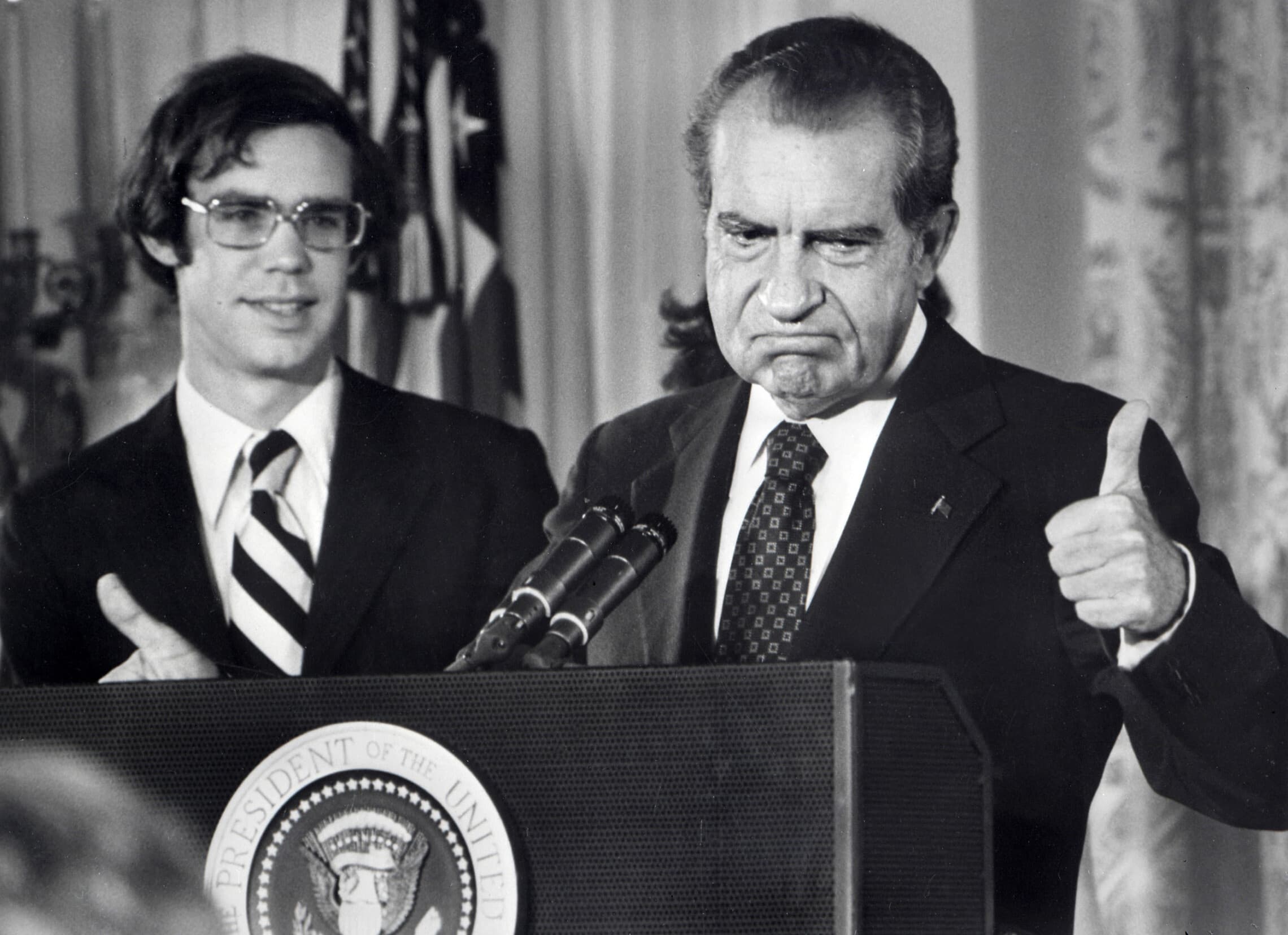 נשיא ארה&quot;ב לשעבר ריצ&#039;רד ניקסון, 9 באוגוסט 1974 (צילום: CONSOLIDATED NEWS PICTURES / AFP)