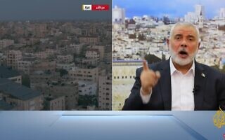 אסמעיל הנייה מתגאה בהצלחתו באל ג'זירה, אוקטובר 2023, צילום מסך אסמעיל הנייה מתגאה בהצלחתו באל ג'זירה, אוקטובר 2023, צילום מסך