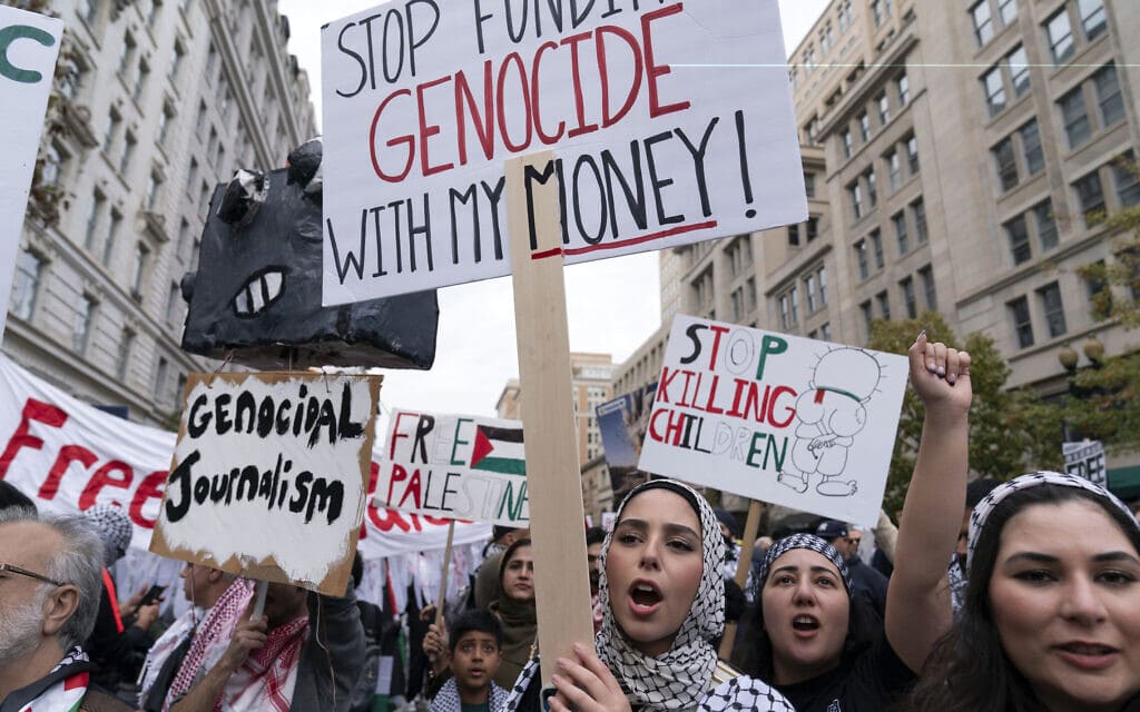 הפגנה פרו-פלסטינית בוושינגטון, נובמבר 2023 (צילום: AP Photo/Jose Luis Magana)