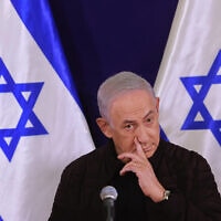 ראש הממשלה בנימין נתניהו במסיבת עיתונאים בתל אביב, 11 בנובמבר 2023