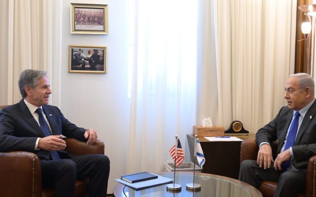 ראש הממשלה בנימין נתניהו נפגש עם שר החוץ האמריקאי אנתוני בלינקן, 30 בנובמבר 2023 (צילום: עמוס בן גרשום /לע"מ)