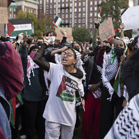 הפגנה באוניברסיטת קולומביה בניו יורק נגד ישראל, 12 באוקטובר 2023