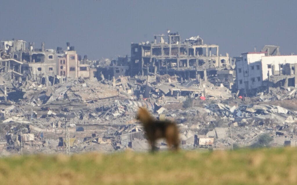 רצועת עזה, כפי שהיא נראית מדרום ישראל, 17 בדצמבר 2023 (צילום: AP Photo/Ariel Schalit)