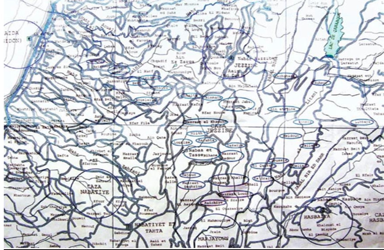 מפת הפוליגונים של חזבאללה (צילום: באדיבות מרכז עלמא)
