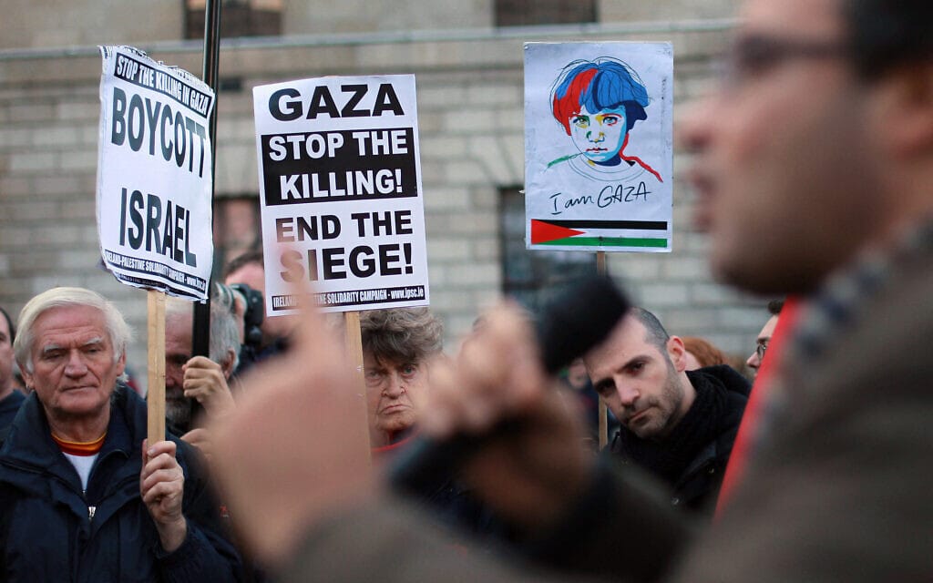 הפגנת סולידריות עם הפלסטינים באירלנד, 17 בנובמבר 2012 (צילום: PETER MUHLY / AFP)