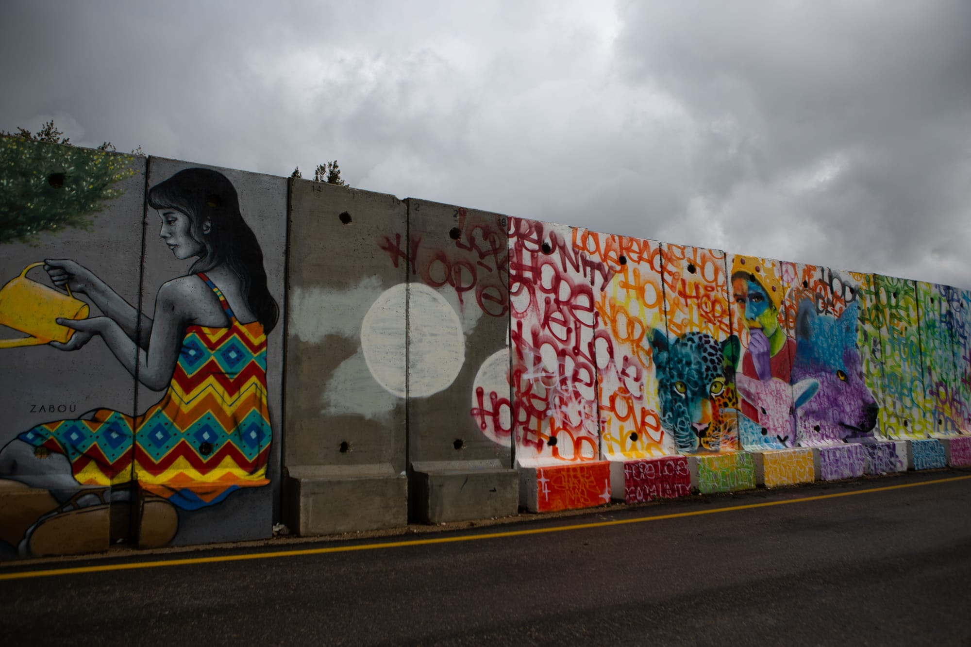 &quot;קירות מדברים&quot; &#8211; ציורי גראפיטי על הגבול עם לבנון בכניסה למושב שתולה (צילום: דפנה טלמון)