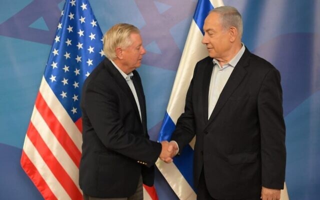 בנימין נתניהו עם הסנאטור האמריקאי לינדזי גראהם, 4 בינואר 2024 (צילום: עמוס בן גרשום / לע בנימין נתניהו עם הסנאטור האמריקאי לינדזי גראהם, 4 בינואר 2024 (צילום: עמוס בן גרשום / לע