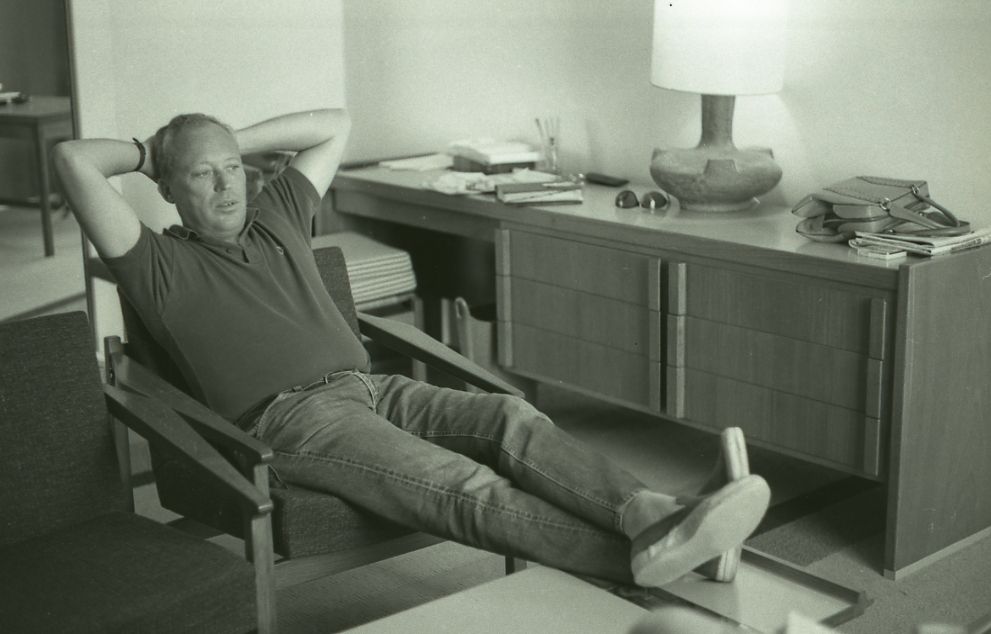 הסופר היהודי־אמריקאי ליאון יוריס בביקור בישראל, 1967 (צילום: אוסף מיתר, האוסף הלאומי לתצלומים על שם משפחת פריצקר, הספרייה הלאומית)